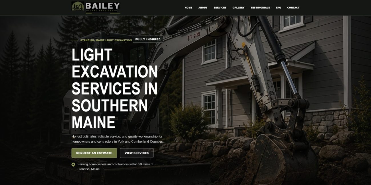 Bailey Land Services Light Excavation in Standish & Southern Maine