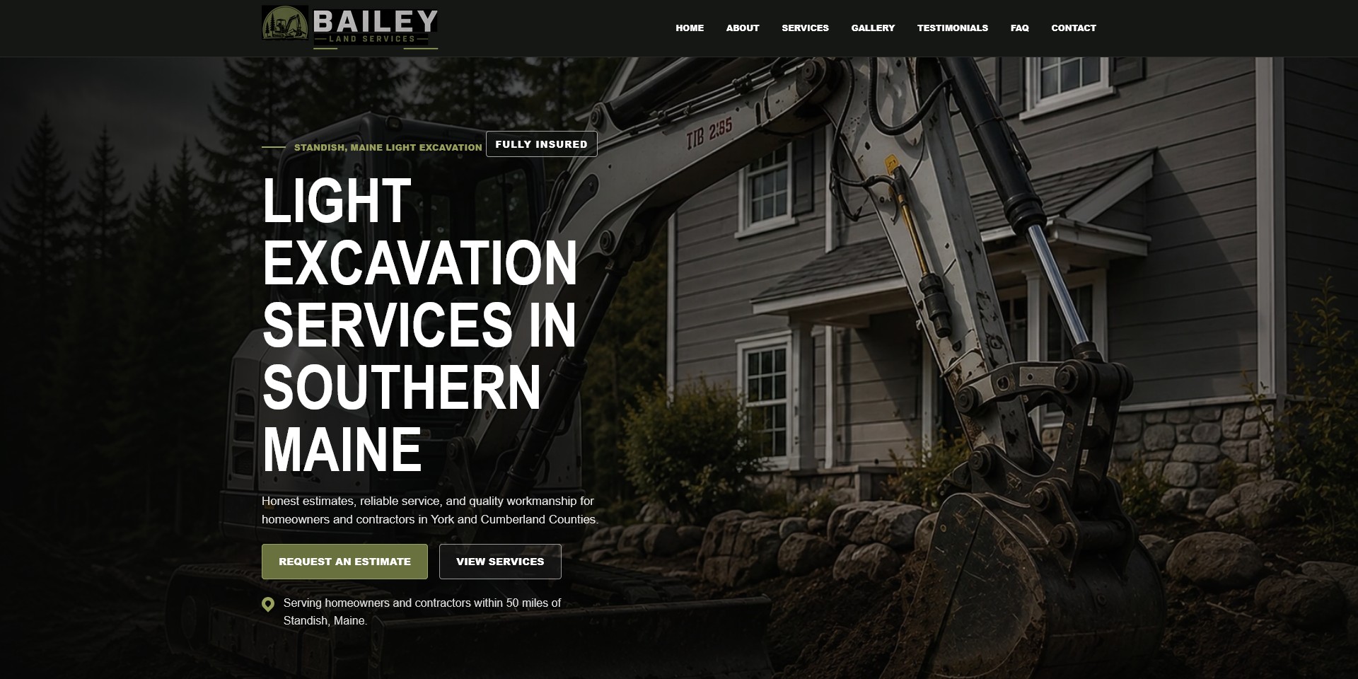 Bailey Land Services Light Excavation in Standish & Southern Maine