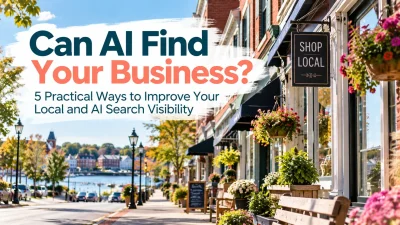 Southern Maine storefronts with the headline “Can AI Find Your Business?”